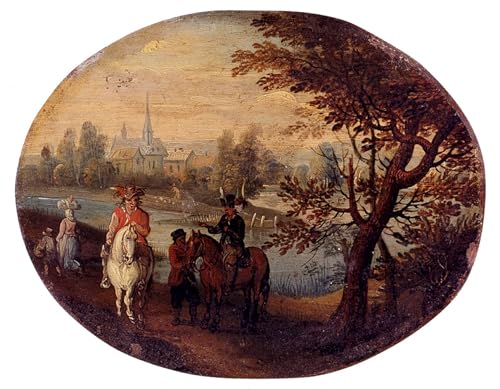 Voyageurs sur un chemin le long d'une rivière Peinture sur Toile de Van Bredael