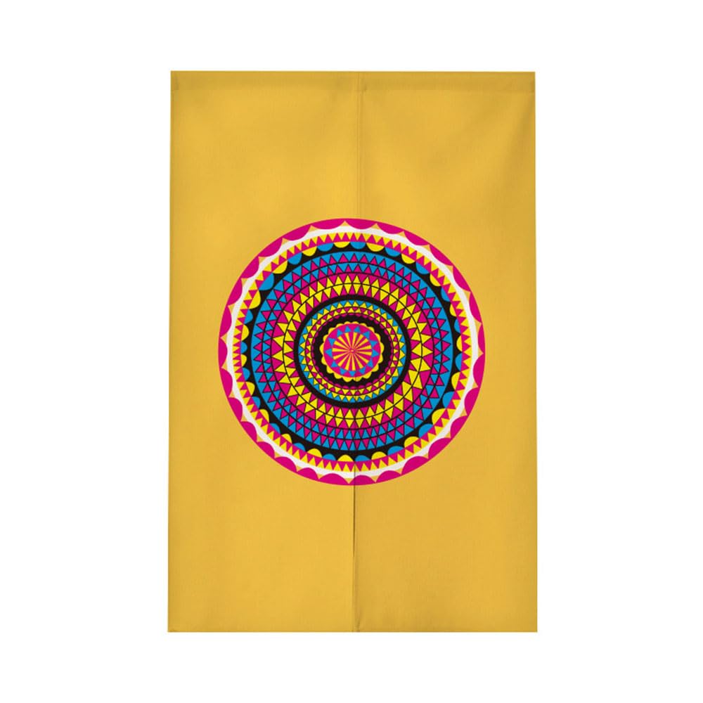 ChickwinJapanese Door Curtain Boho Noren Doorway Curtains Tapestry, Retro Entrance Door Curtains Bedroom Partition Kitchen Divider (25.6"x35.4",Yellow)