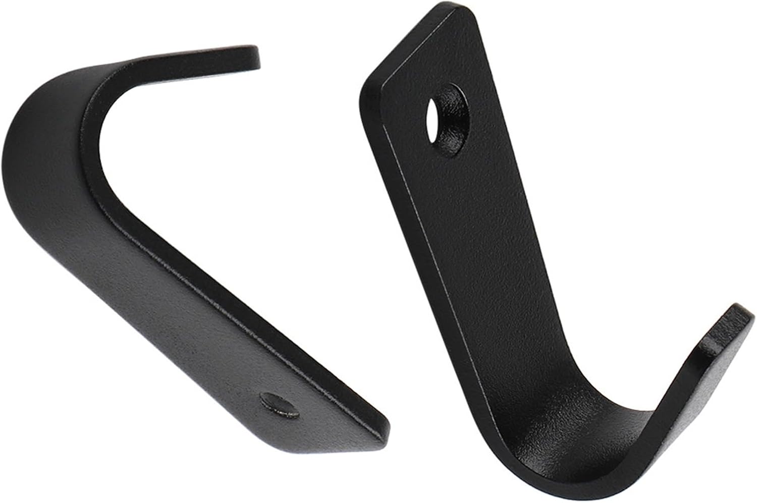 J-Shaped Coat Hooks - Stainless Steel Wall Mounted Hooks - Single Hole - Hanger for Coat, Hat, Bag, Purse, Towel - Black, 6Pcs