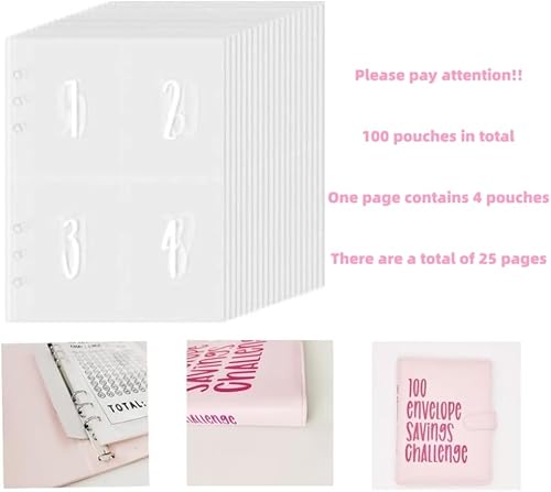 Miniatura 6 de Carpeta de desafío de 100 sobres, desafío de ahorro de dinero A5 de 100 sobres 2023, forma fácil y divertida de ahorrar $5,050, libro de desafíos de