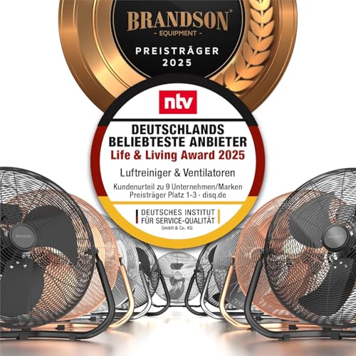 Brandson - Windmaschine 200 Watt - Hoher Luftdurchsatz - Familien-Standventilator - Großes Wohnzimmer - stufenlos neigba