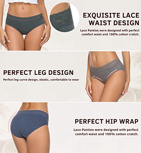 Image of Hipster Panties for Women Underwear Lace Bikini Hip-huggers Panties 5 Pack