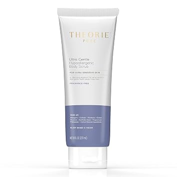 THEORIE Pure Face and Body Scrub- Hypoallergenic, Aloe Based & Vegan- Fragrance, Sulfate, Irritant, Paraben & Allergen FREE, Ultra Gentle Cleansing Exfoliant for Sensitive Skin, 8 Fl.Oz Tube / 237 mL
