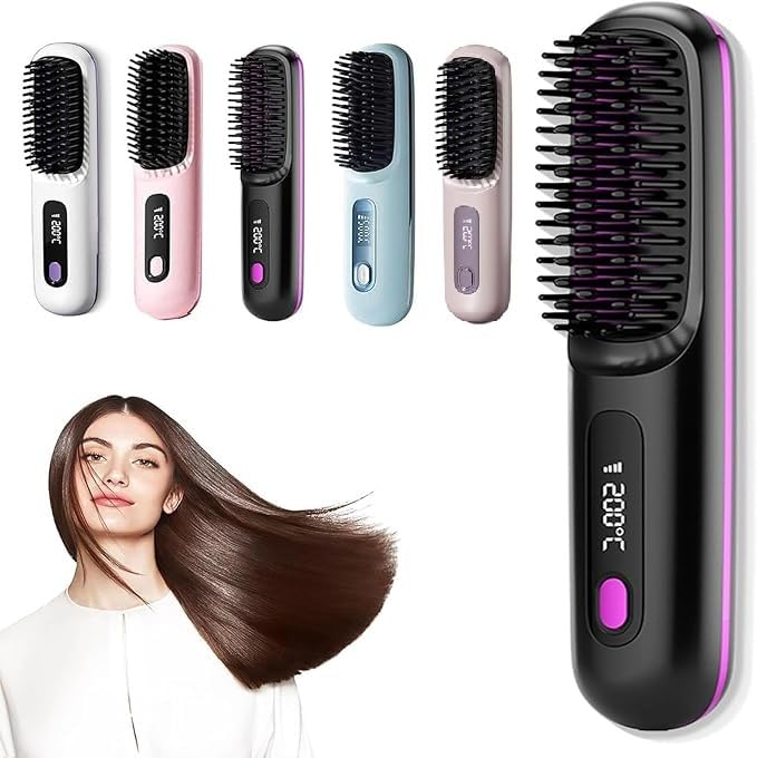 Go Brush Pro - Kabellose Haarglätterbürste - Tragbar...