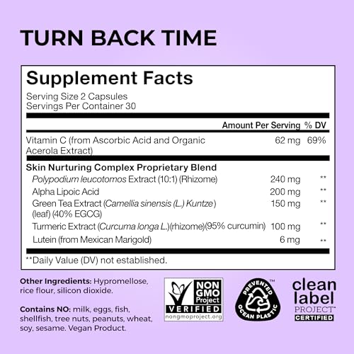 image for HUM Turn Back Time Turmeric Supplement for Youthful Looking Skin Suppo