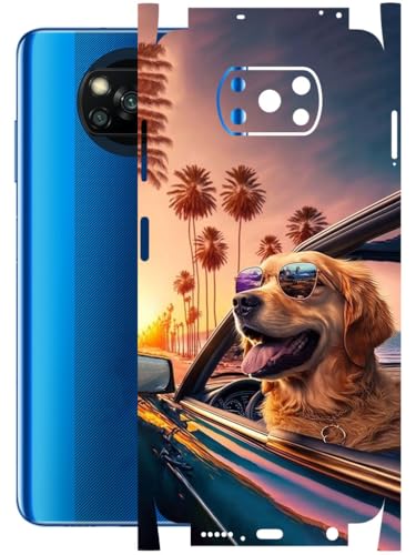 Image of AtOdds - Full Body Back Screen Guard Protector Film - Lamination Wrap Skin Sticker Compatible with Poco X3 PRO | Scratchproof Matte Finish (Happy Doggo)