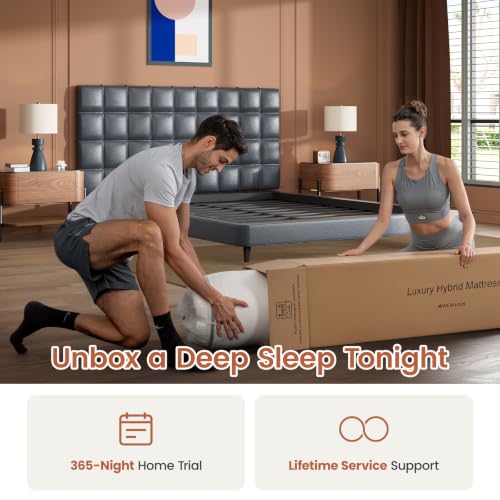 Image of 14 inch Medium Firm Queen Mattress Extra Back Support, 365 Nights Trial | Hybrid Mattress 10 Years Warranty - Upgrade Pocket Springs Bed Mattress in a Box with Cooling Gel Comfort - CertiPUR-US