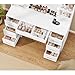 Quimoo Large Vanity Desk with LED Lighted Mirror & Power Outlet,Makeup Vanity Table with 7 Drawers,4 Shelves and 5 Hooks,Vanity Table, Vanity Desk Set for Bedroom,Bathroom,White