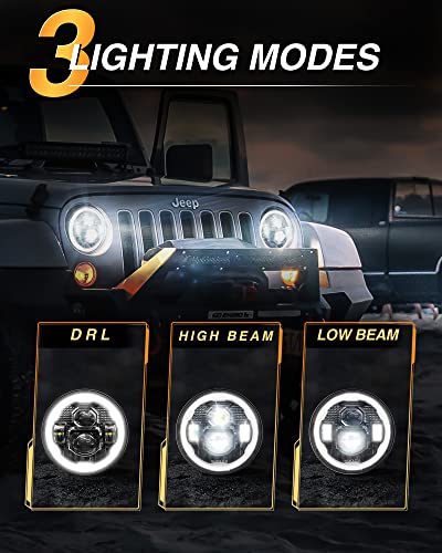 image for HWSTAR Pair New 1000% Brighter Anti-glare 7 Inch Led Headlights Round 