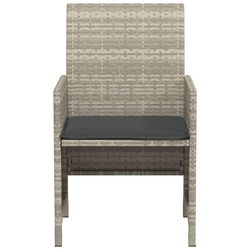 Ensemble de Bistro 3 pcs résine tressée Gris Clair avec Coussins Anthracite lavables Table Verre trempé mobilier Jardin extérieur Balcon Moderne