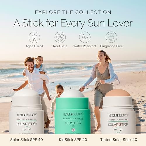 Image of MDSolarSciences Mineral KidStick SPF 40 | Gentle Sunscreen Stick for Kids | Zinc Oxide, Vitamins C & E | Easy Glide On, Broad-Spectrum, Fragrance-Free | Baby Registry Essential | 0.6 oz