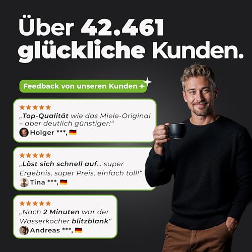 CLENESSO 3-in-1 Entkalker für Kaffeevollautomat & Kaffeemaschinen (50 Stück) – Entkalkungstabletten kompatibel mit Siemens eq Series, Jura, Krups, Delonghi, Philips, Miele uvm. - Beste Entkalkung