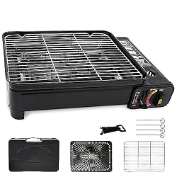 Barbecue a gas portatile da campeggio con piatto grill rete barbecue - Barbecue portatile con valigia