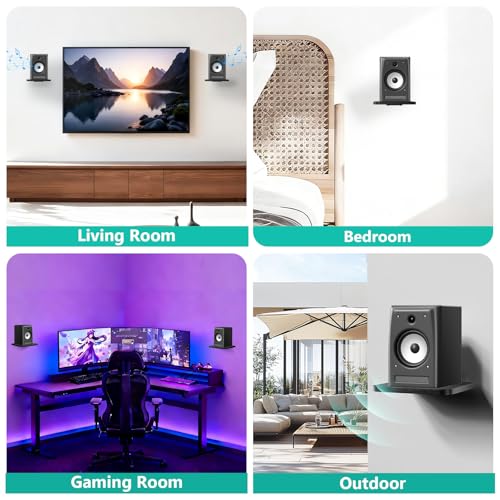 Image of WALI Speaker Wall Mount, Heavy Duty Bookshelf Speaker Floating Wall Shelves, Surround Sound Speakers Stand for Living Room, Home Theater and Gaming Room, Holds up to 55 Lbs, (SWM302B), 1 Pair, Black