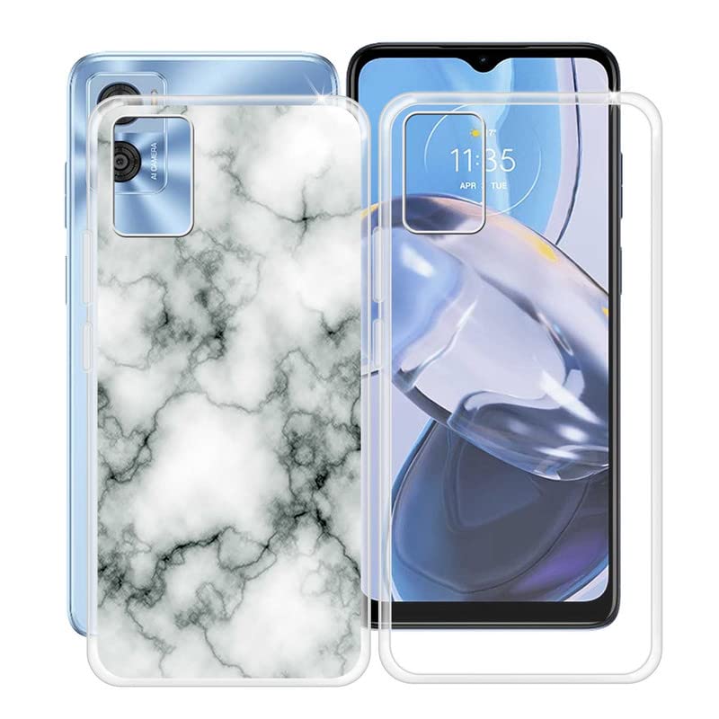 XINYEXIN Cover per Motorola Moto E22 / Moto E22i, Traslucida Custodia Antiurto Antigraffio con Supporto Anello a 360°, PC + TPU Bumper Case - Giallo