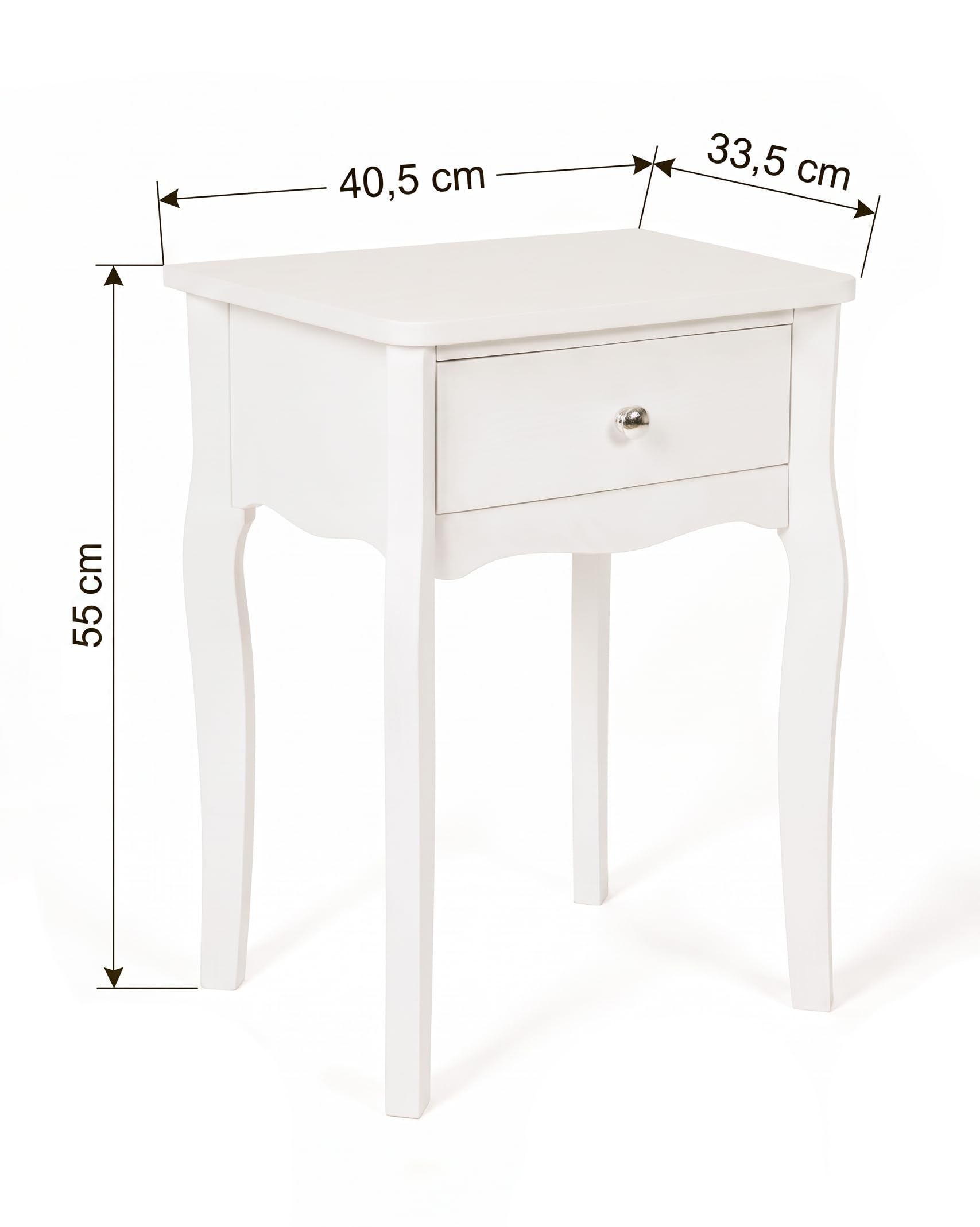 Set 2 Comodini bianco camera da letto, tavolino vintage classico stretto
