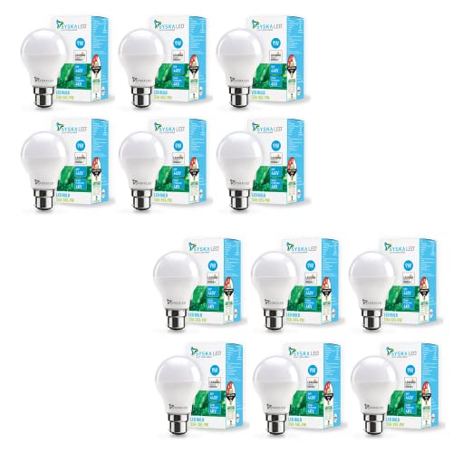 Image of SYSKA Ssk-Srl-9W-Base B22D 9-Watt Unbreakable Led Bulb (Pack Of 12, Cool Day Light)