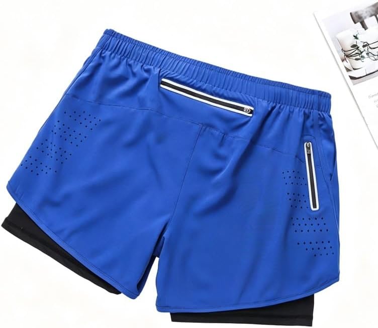 Men's 2-in-1 Running Shorts Quick Dry Breathable Athletic Workout for Gym Marathon Outdoor