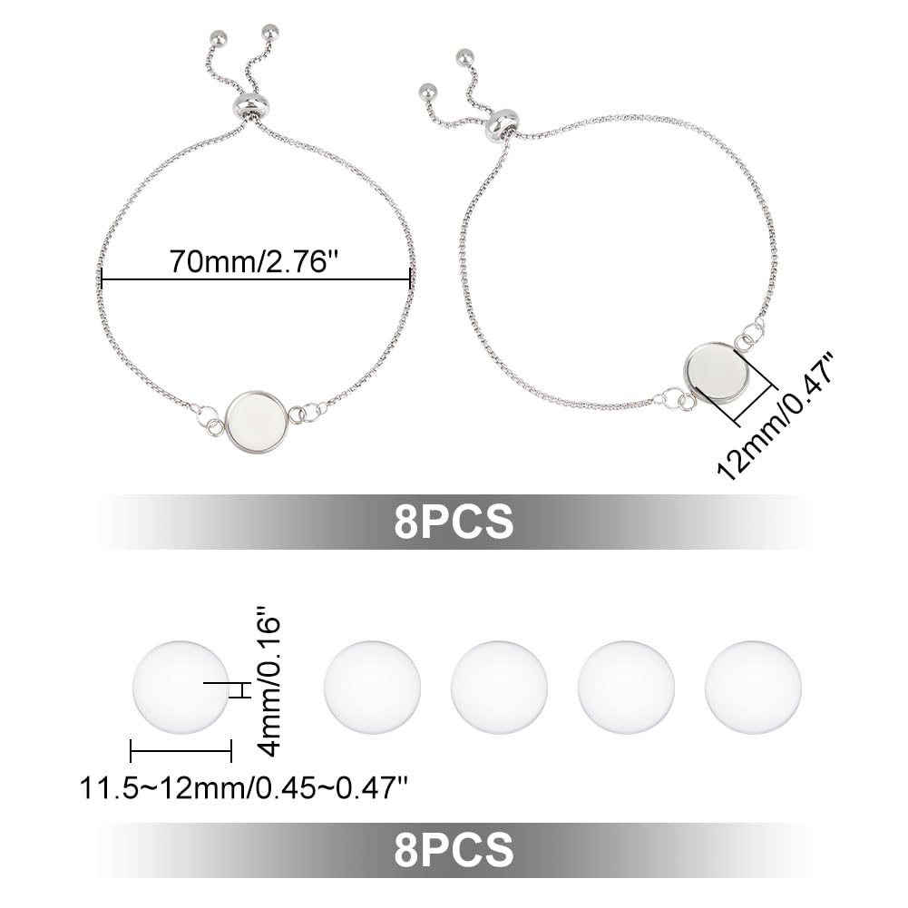 UNICRAFTALE 6 Set Fai da Te Kit per Creazione di Braccialetti A Collegamento A Cuore Vuoto 304 Impostazioni del Connettore Cabochon A Cuore in Acciaio Inossidabile Cursore Regolabile con Cabochon