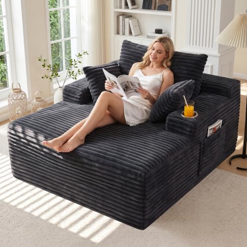 IZLKQC Oversized Boneless Chair, Chaise Lounge Chair Indoor, Dark Gray