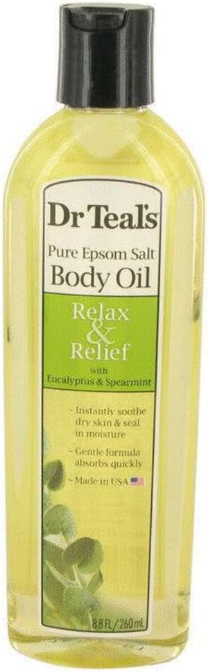 Dr Teal’s Bath Additive Eucalyptus Oil by Dr Teal’s Pure Epson Salt Body Oil Relax & Relief with Eucalyptus & Spearmint 8.8 oz / 260 ml (Women)