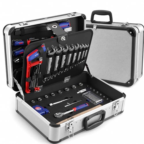 【Varie Applicazioni】Set di attrezzi contiene gli utensili necessari per svolgere i lavori manuali fai da te in officina, montaggio di mobili, riparazioni e ristrutturazioni in casa, riparazioni di automobili in garage