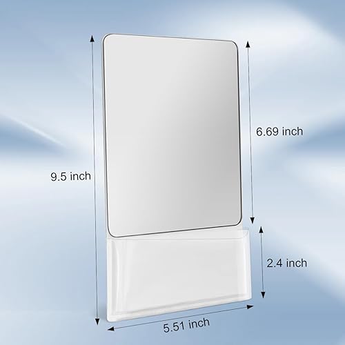 Miniatura 6 de JIKIOU Paquete de 2 espejos magnéticos para casillero con soporte, pequeño espejo de cristal real con bolsa organizadora para armario escolar,