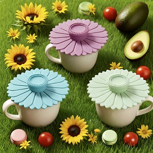 Sunflower Silicone Cup Lids, 3-Piece Set