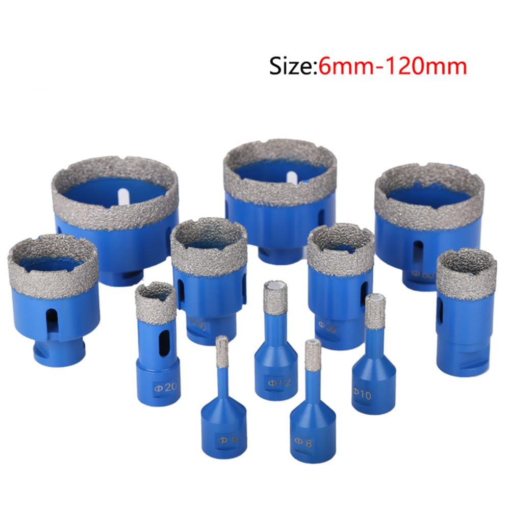 6-120 mm M14 Rosca Soldada al vacío Brocas de perforación de diamante en seco Brocas de perforación para baldosas de cerámica Sierra perforadora Granito Mármol Porcelana Ladrillo Taladro de piedra, 22
