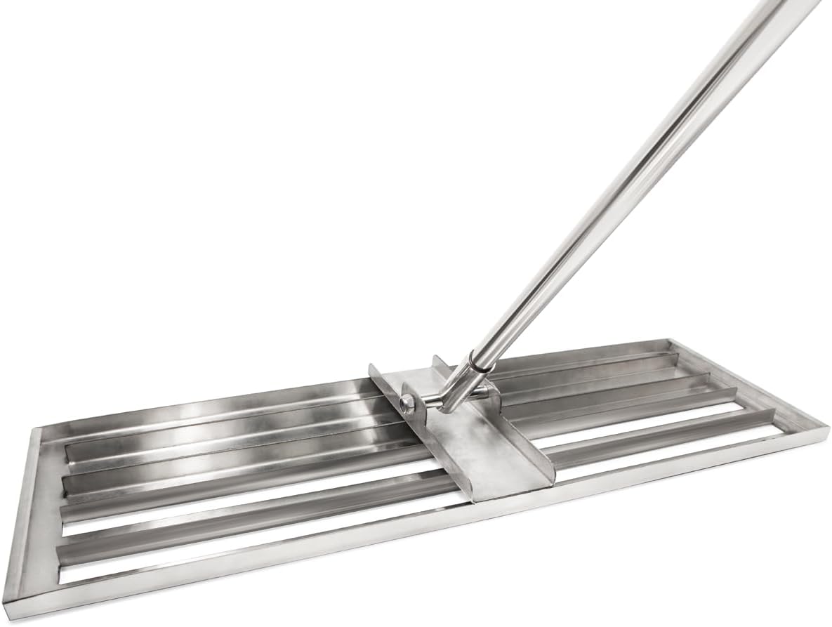 Varomorus Stainless Steel Lawn Level Rake - 30" Professional Yard, Garden, and Lawn Leveling Tool with Long Handle, Ideal for Grass, Golf Fields, and Soil Surfaces