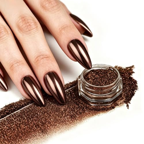 Brown Metallic Mirror Chrome Nail Powder for Christmas DIY Nail Art