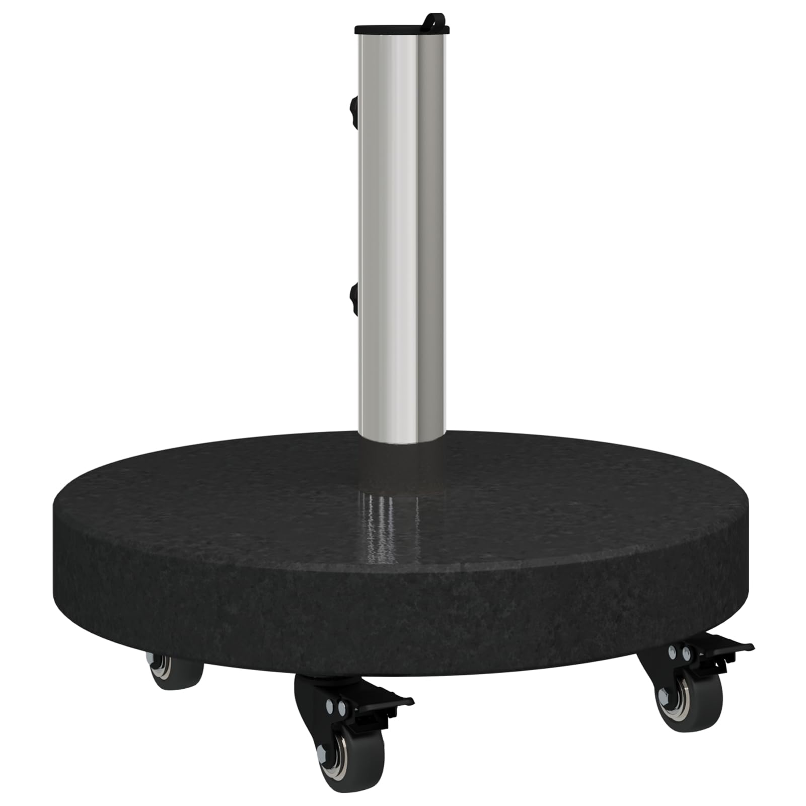 Gecheer Pied de parasol avec roulettes pour barres de Ø 38/48 mm en granit noir, 30 kg, support de parasol rond pour terrasse, café, piscine