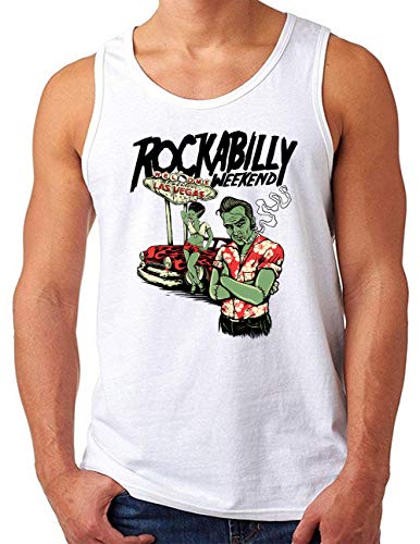 Débardeur pour homme OM3 Rockabilly blanc taille XXXL en pur coton confortable