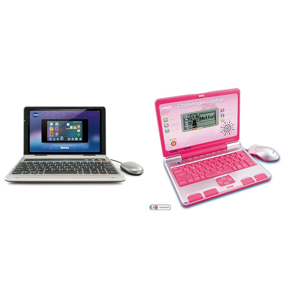VTech Genio My First Laptop - Silver & Pink Kids Laptops with 80+ Activities & Games, Including Vocabulary, Maths & French Learning