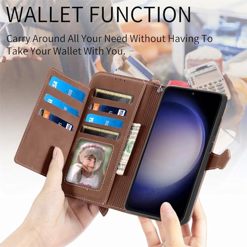 Furiet Capa carteira para Samsung Galaxy S24 Plus S24+ 5G com cordão de pulso, bolso de couro com zí