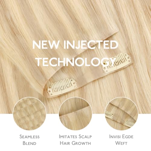 Image of WENNALIFE Invisible Edge Seamless Clip in Hair Extensions Real Human Hair