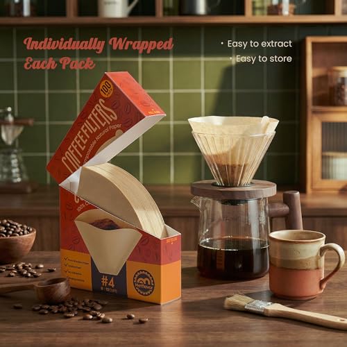 Image of 500 Count Coffee Filters #4, Unbleached Cone Coffee Filter 8-12 Cup