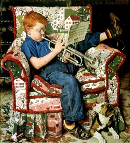 Affiche Norman Rockwell Entraînement de trompette pour déco murale rétro 50x55cm