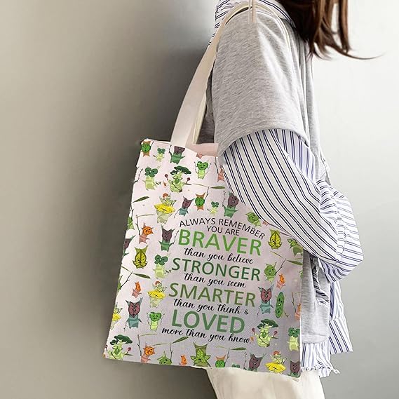 JYTAPP Inspired Tote Bag Game Fans Gifts You are Braver Stronger Smarter Than You Think Shoulder Gamer Gift (Beige)4