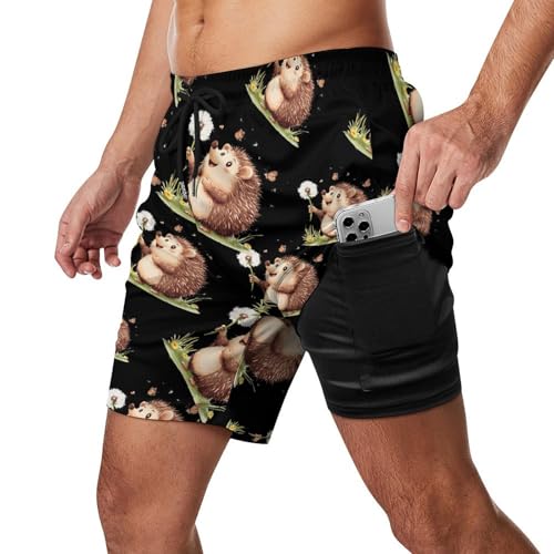 Hedgehog Mens Swim Trunks Quick Dry Beach Board Shorts with Pockets2