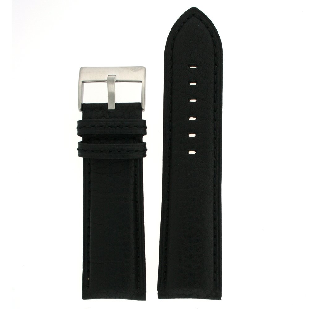 Tech Swiss Extra Wide Watch Band Genuine Leather Calfskin Black 20 millimeters