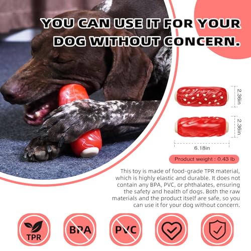 LiuMelinda Dog Chew Toys for Aggressive-Chewers - Indestructible Dog Toy for Aggressive Chewer,Tough Chew Toys for Dogs (Rubber Red Meat Stick)
