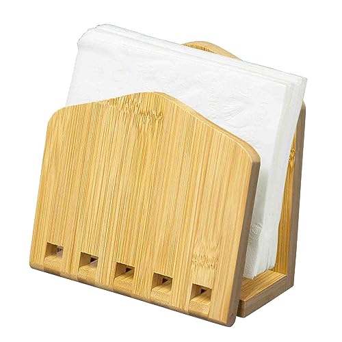 Home Basics Bamboo Expandable Napkin Holder Organizing Stand, Free-Standing, Kitchen Countertop, Beige #TOP27