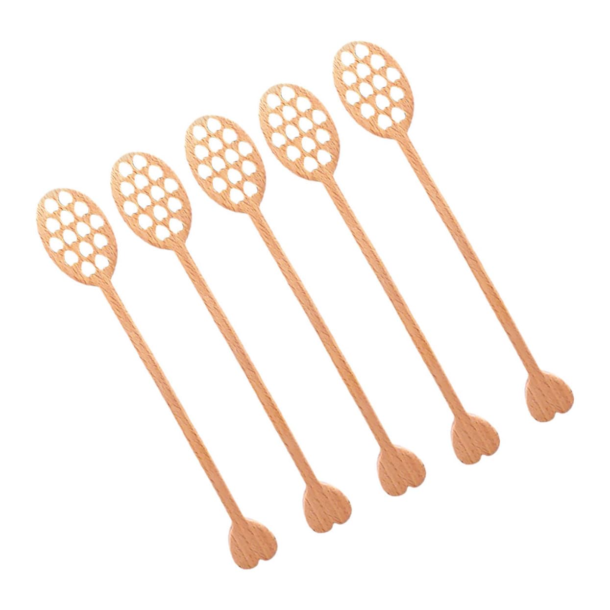Veemoon 5pcs Honey Dipper Honey Mixing Spoon for Syrup Jam and Viscous Liquids Smooth Grooves for Easy Dispensing for Friends