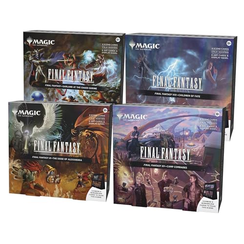 Magic: The Gathering - Final Fantasy Scene Box Bundle - All 4 Scene Boxes | Garland at The Chaos Shrine, Children of Fate, The Siege of Alexandria, and Camp Comrades