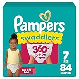 Pampers Swaddlers 360 Pull-On Diapers, Size 7, 84 Count for up to 100% Leakproof Skin Protection and Easy Changes