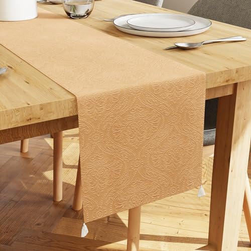 Encasa XO Table Runner, Embossed Velvet, Elegant 13"x94"