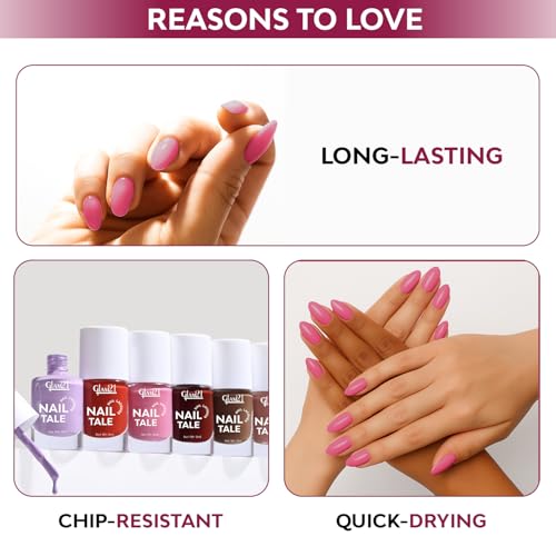 Image of Glam21 Nail Tale Nail Polish | Glossy Gel Finish | Rich Pigmentation | Chip Free | Quick Drying Formula | Long Lasting Nail Polish for Women | 9ml | Shade-18