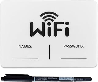 3.5x5 Inch Wifi Sign - Wifi Password Sign for Home - White Acrylic Signs - Wifi Fridge Magnet - Perfect for Vacation Homes Airbnb Hosts Restaurants Businesses (1 Pack, Magnetic wifi password sign)