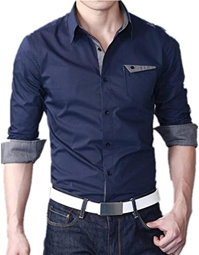 Amazon ノーブランド品 厚手シャツ ビジネスシャツ 長袖ワイシャツ メンズ 裏フリース 無地 秋冬 Ymxjbc57 Xxl ネイビー シャツ 通販
